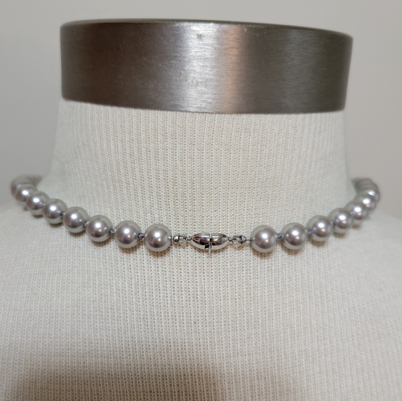 Monet Silver Faux Pearl Necklace - Picture 3 of 5